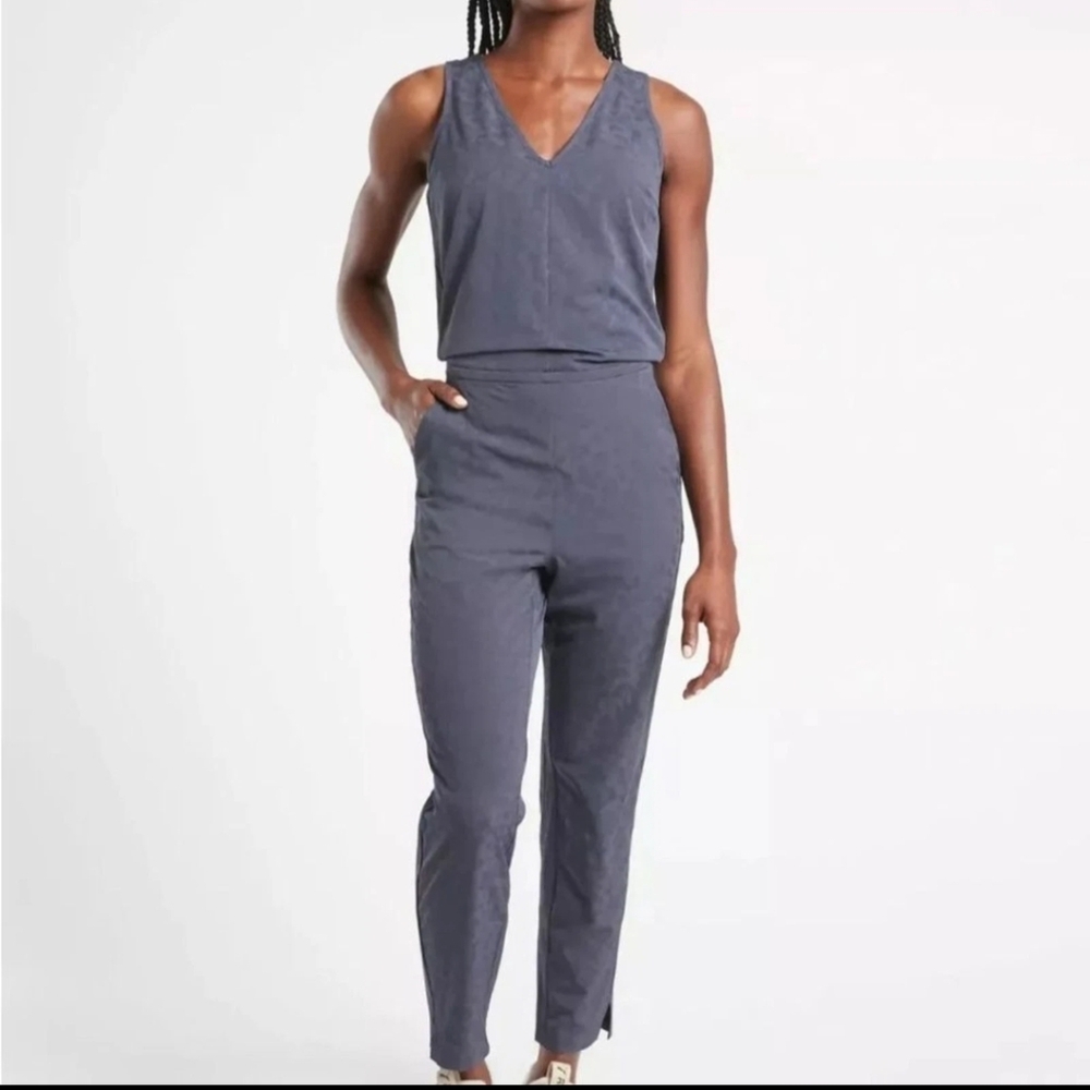 Athleta Blue Brooklyn Textured Jumpsuit Size 2